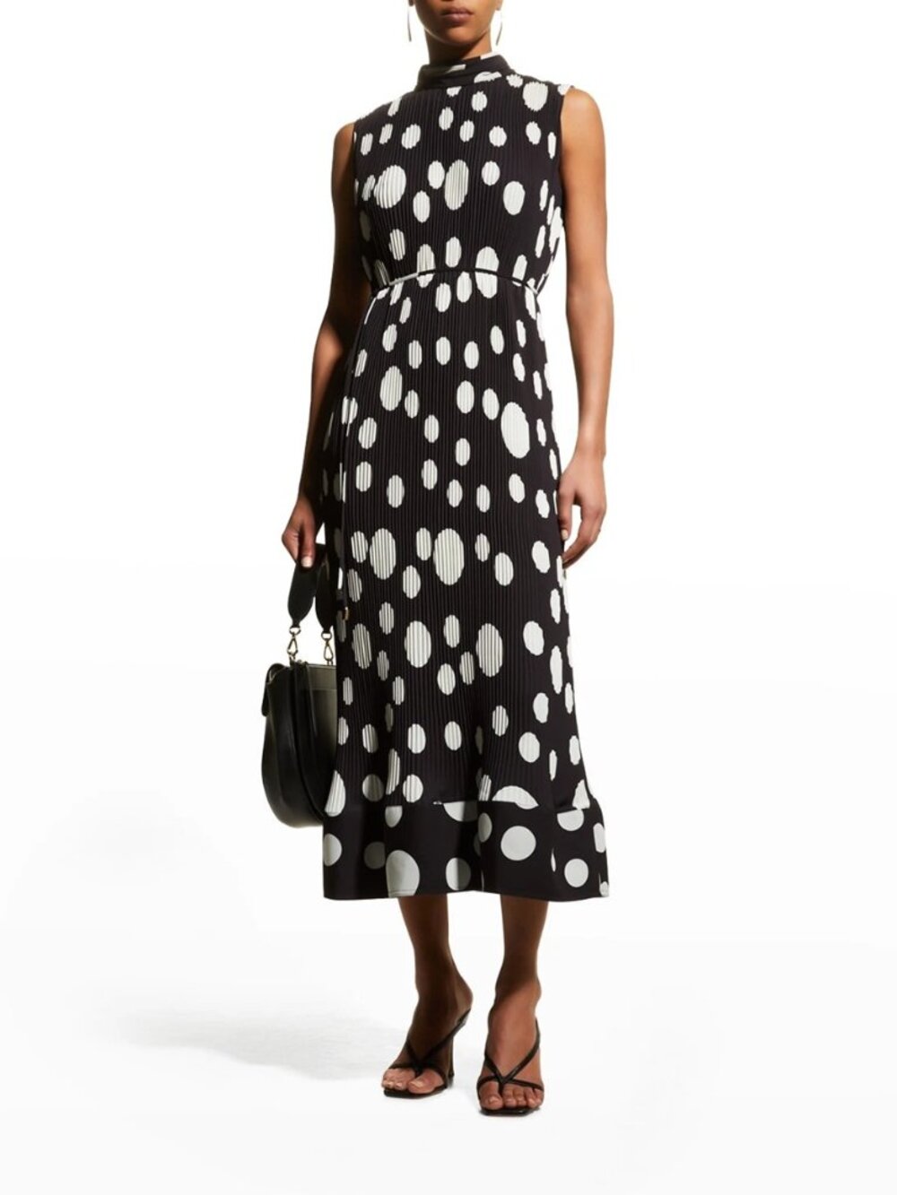 Milly Melina pleated Scatter Dot Midi Dress